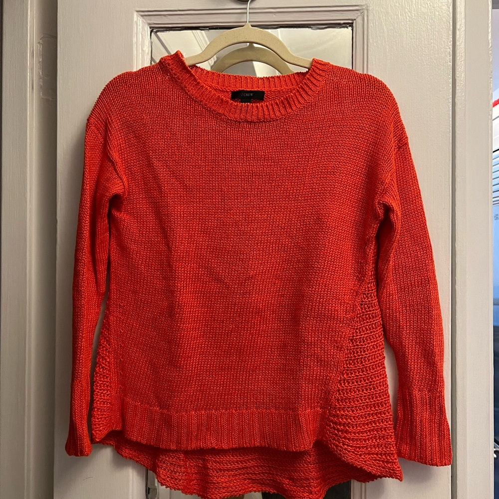 J Crew Lightweight Knit 100% Linen Sweater - Orange - XXS